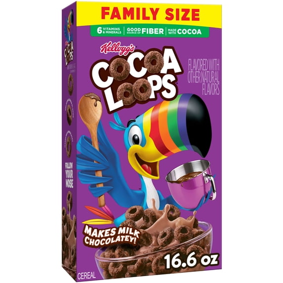 Kellogg's Cocoa Loops Original Breakfast Cereal – Family Size Box